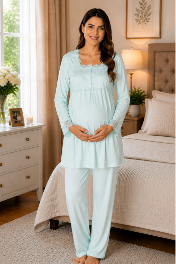 Effortt 2403 Turkuaz Lohusa Pijama Takım Effortt 2403 Turkuaz Lohusa Pijama Takım